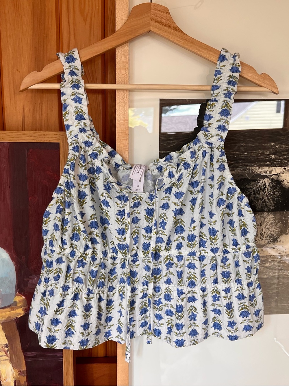 NWOT Smocked Floral Tank Top - Blue Floral